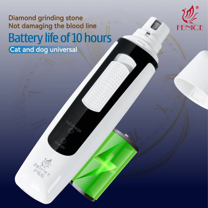 Fenice P66 USB Charging Electric Nail Grinder Rechargeable Quiet Pet Nail Clippers with Free Grinding Wheel for Dogs/Cats/Pets
