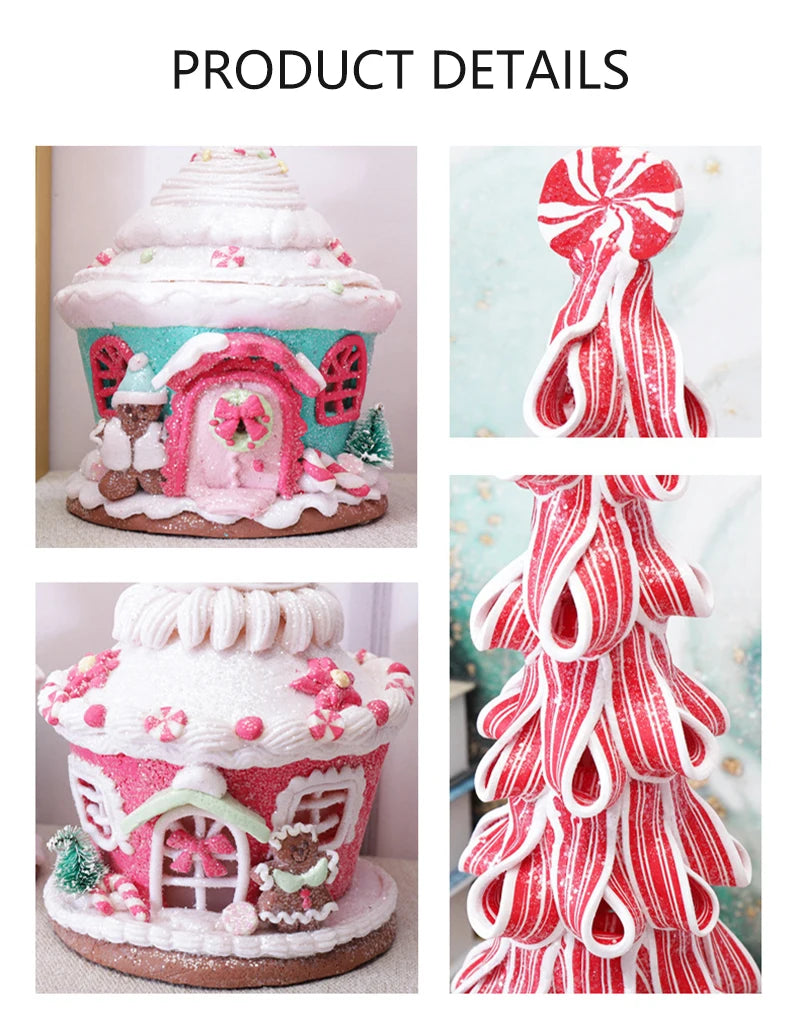 2023 Christmas Luminous Castle Christmas Tree Decoration Ornaments Soft Clay Cute Macaron Accessories Xmas Holiday Supplies