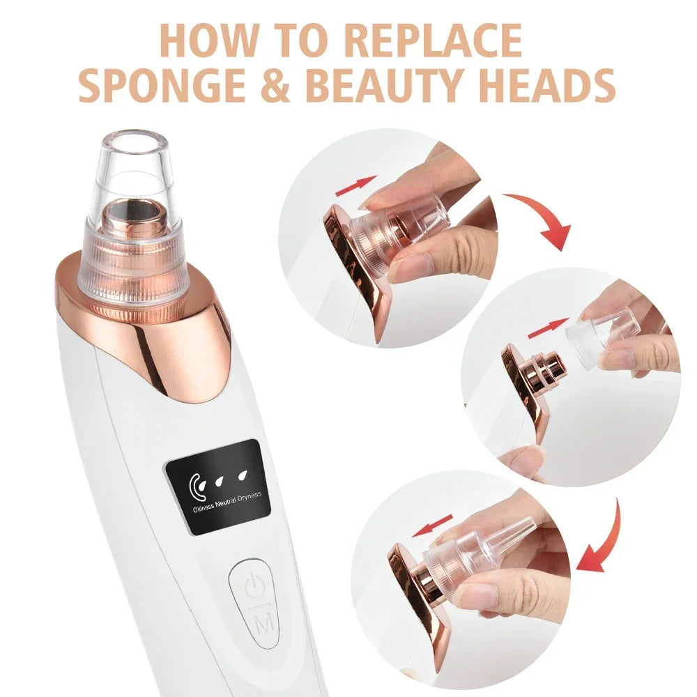 Blackhead Remover Vacuum Suction USB Rechargeable Facial Pore Cleaner Spot Acne Pimple Black Head Extractor Skin Care Tool Kit