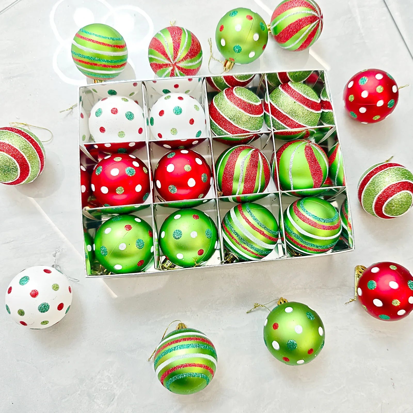 Green Painted Christmas Ball Decorations Green Monster Xmas Tree Ornaments Green Painted Xmas Ball Set Christmas Home Decor