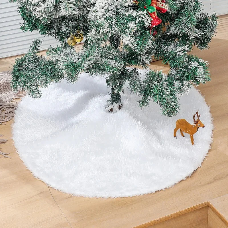 78/120cm White Faux Fur Tree Skirt Plush Carpet Mat for Christmas Tree 2026 Xmas Decoration Holiday New Year Ornament Home Decor