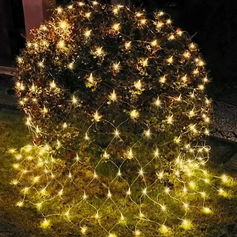 Room Decoration Curtain LED Net Mesh Fairy Lights String EU Plug 220V Christmas Wedding Garland for Bedroom Garden Wall outdoor