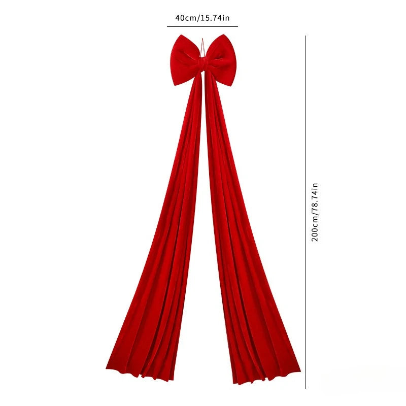 40x200cm Large Bow Themed Party Decorations Christmas Tree Topper Bow Ribbon for Christmas Wedding Party Wall Pendant Decor 1PC