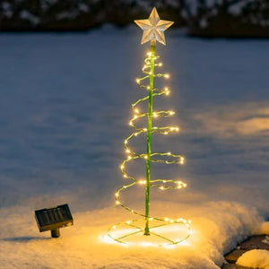 Solar Outdoor Garden Christmas Tree Light DIY Wrought Iron Waterproof Festive Atmosphere Light for Patio Lawn