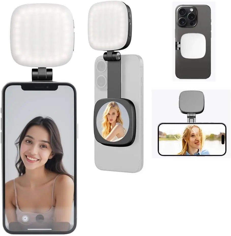 Mini Magnetic Selfie Fill Light - 3 Color Modes, Adjustable Brightness,for Mobile Phones & Computers
