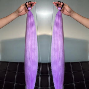 Synthetic Straight Ponytail with Hair Tie Hot Anime Kpop Hunter Cosplay Costumes Wig Ponytail Hood for Women Men