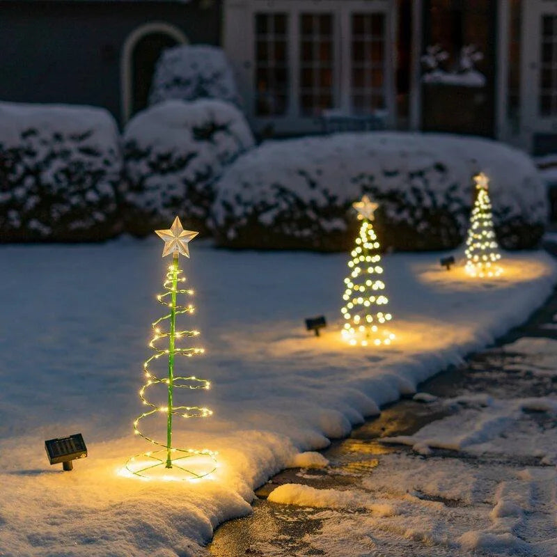Solar Outdoor Garden Christmas Tree Light DIY Wrought Iron Waterproof Festive Atmosphere Light for Patio Lawn