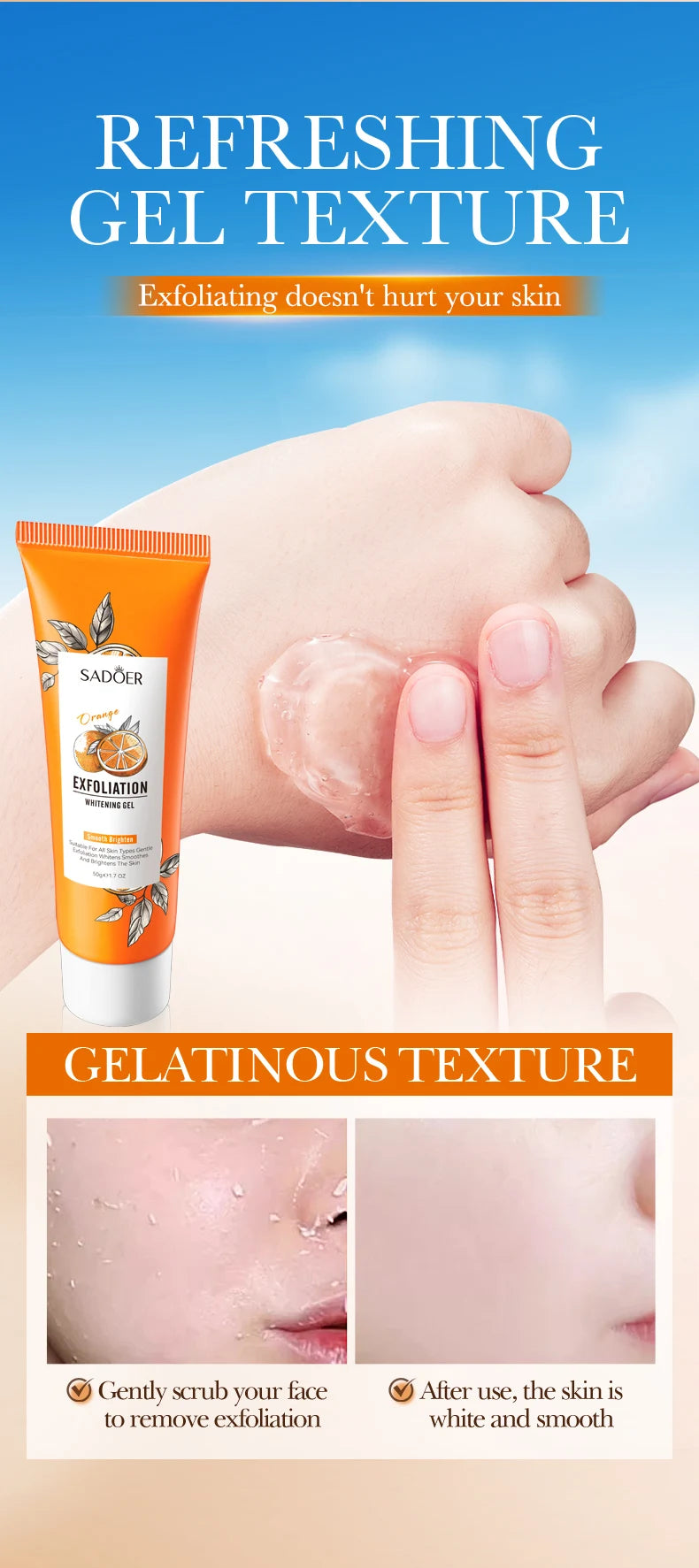 Orange Exfoliating Peeling Gel Facial Scrub Moisturizing Nourish Repair Scrubs Blackhead Removal Face Cleanser Korean Cosmetics