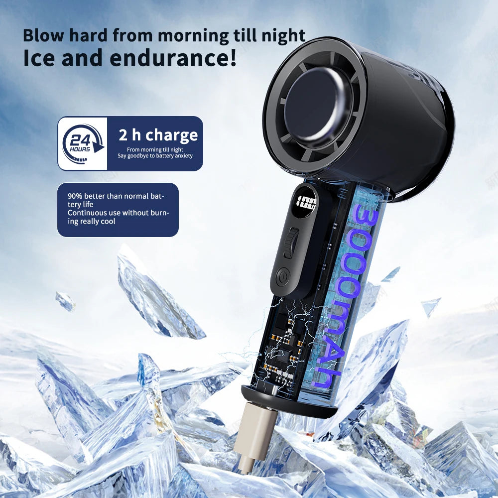 2025 New Mini Semiconductor Refrigeration Handheld Fan USB Portable 3000mAh Cooling High-speed Ice Pack Handheld Electric Fan