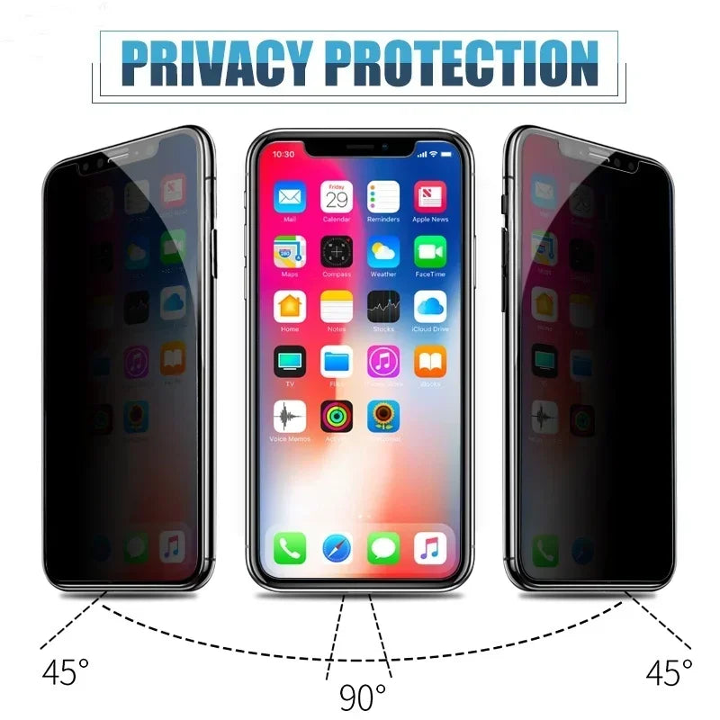 Anti Spy Tempered Glass For iPhone 16 15 14 13 12 Mini 11 Pro XS Max XR X 8 7 Plus SE 2020 Screen Protector Privacy Glass