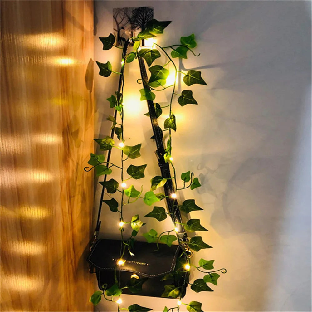 10m 100led Solar String Fairy Lights Outdoor Waterproof Ivy Lights LED Artificial Maple Leaf Christmas for Garden Decoration