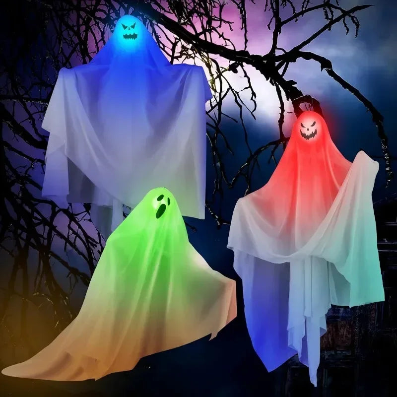 1-10PCS Halloween LED Lights Glowing Decor Hanging Scary Phantom for Haunted House Door Porch Escape Room Props Halloween Props