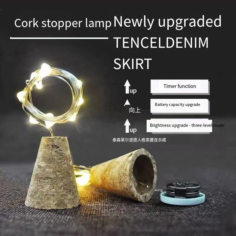 5/10pcs Wood Wine Bottle String Light 20LED Copper Wire Fairy Lights Cork Shape holiday Lamp Wedding Party Garden Decor Yard