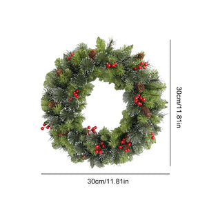 2025 Christmas Wreath with LED PVC Berry Ball Christmas Wreath Window Door Wall Ornament Decorations Home Halloween Decor Gifts