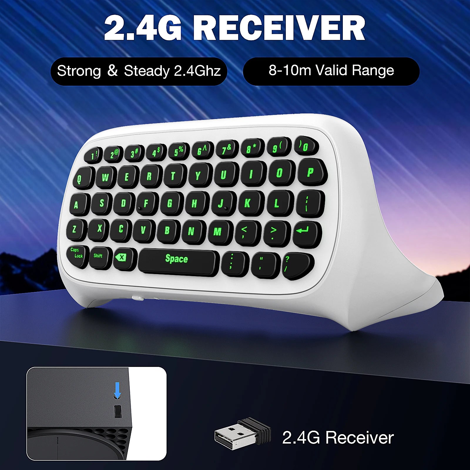 MoKo RGB Backlight Keyboard for Xbox One Controller,Xbox Series X/S,Wireless Chatpad Keypad w/ 2.4G Receiver, Xbox Accessories