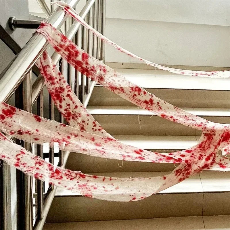Halloween Bloody Gauze Roll Bloody Bandage  Wrap Fake Blood Creepy Costume Gauze Mummy Zombie Costume Accessories Party Decor