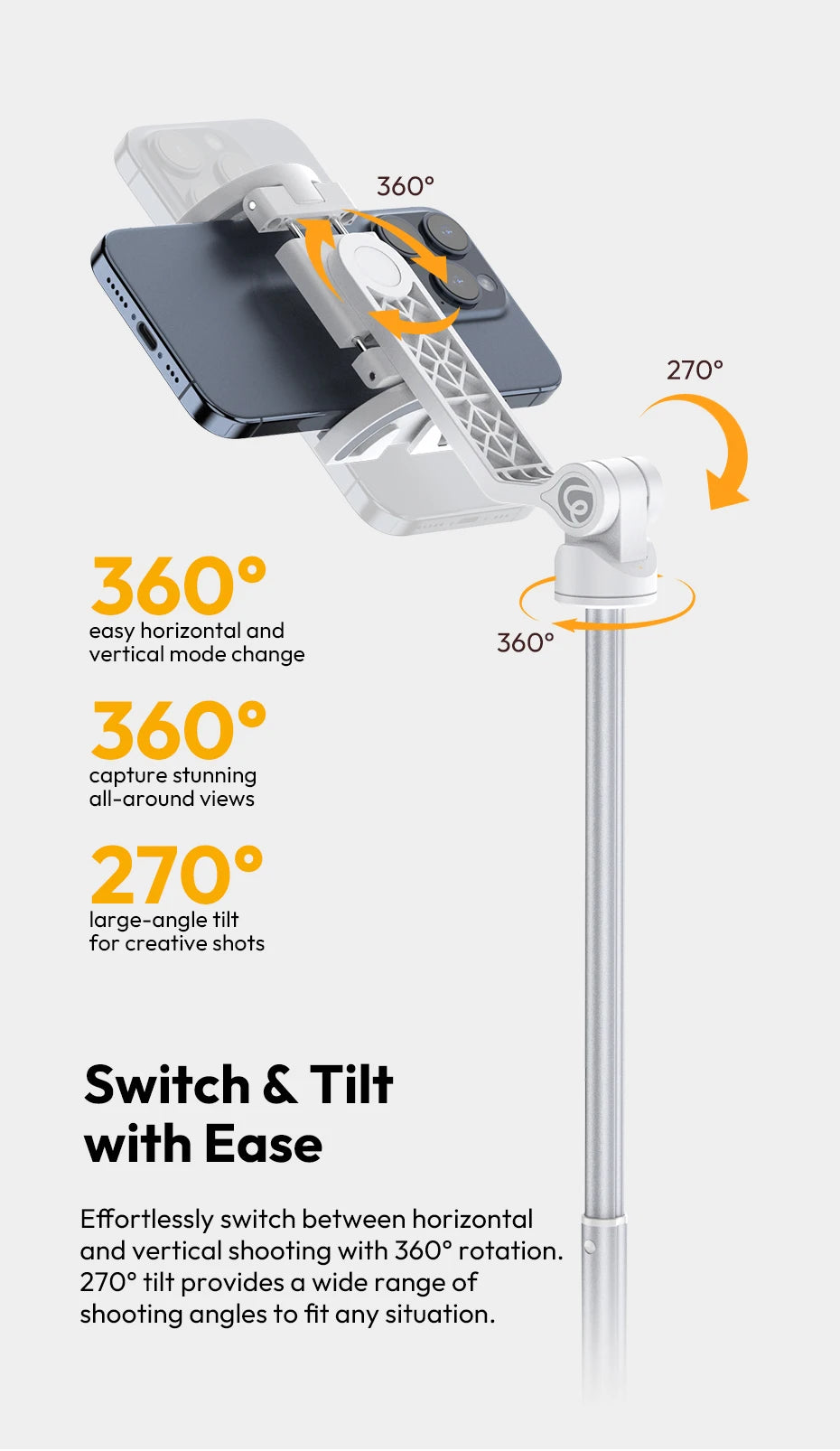 Ulanzi TT88 Overhead Selfie Stick Wireless Tripod Magsafe&Phone Clip for iPhone 16 15 14 13Android with Hook for Overhead Shoot
