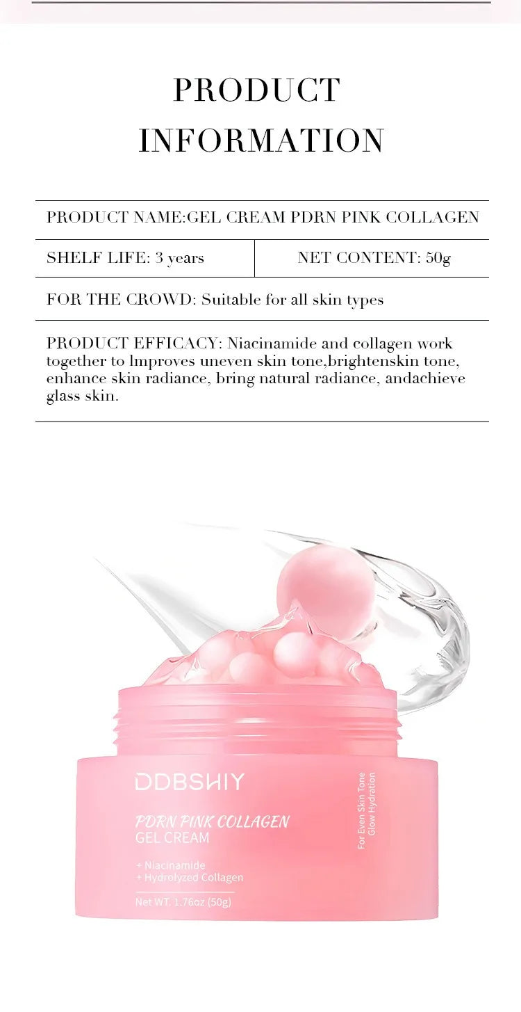 PDRN Pink Collagen Gel Cream  Fade Fine Lines Facial Moisturizing brightning Anti Aging Firming Skin Care