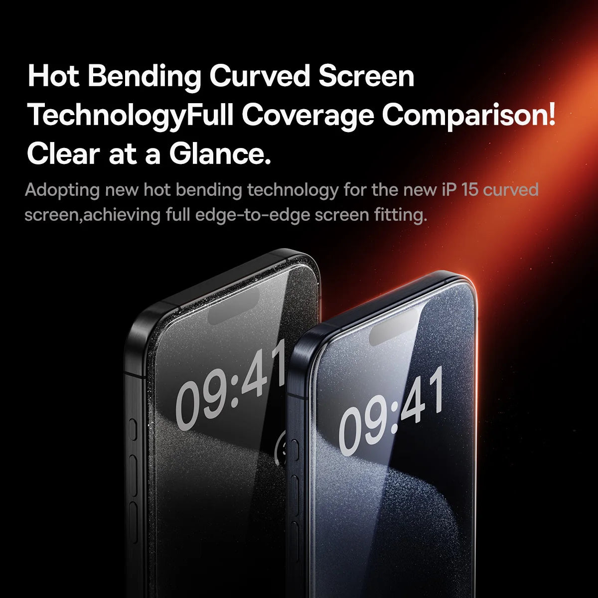 Baseus 3D Curved Tempered Glass for iPhone 16 15 Pro Max Hot Bending Full Coverage Shatterproof Clear Corning Screen Protector