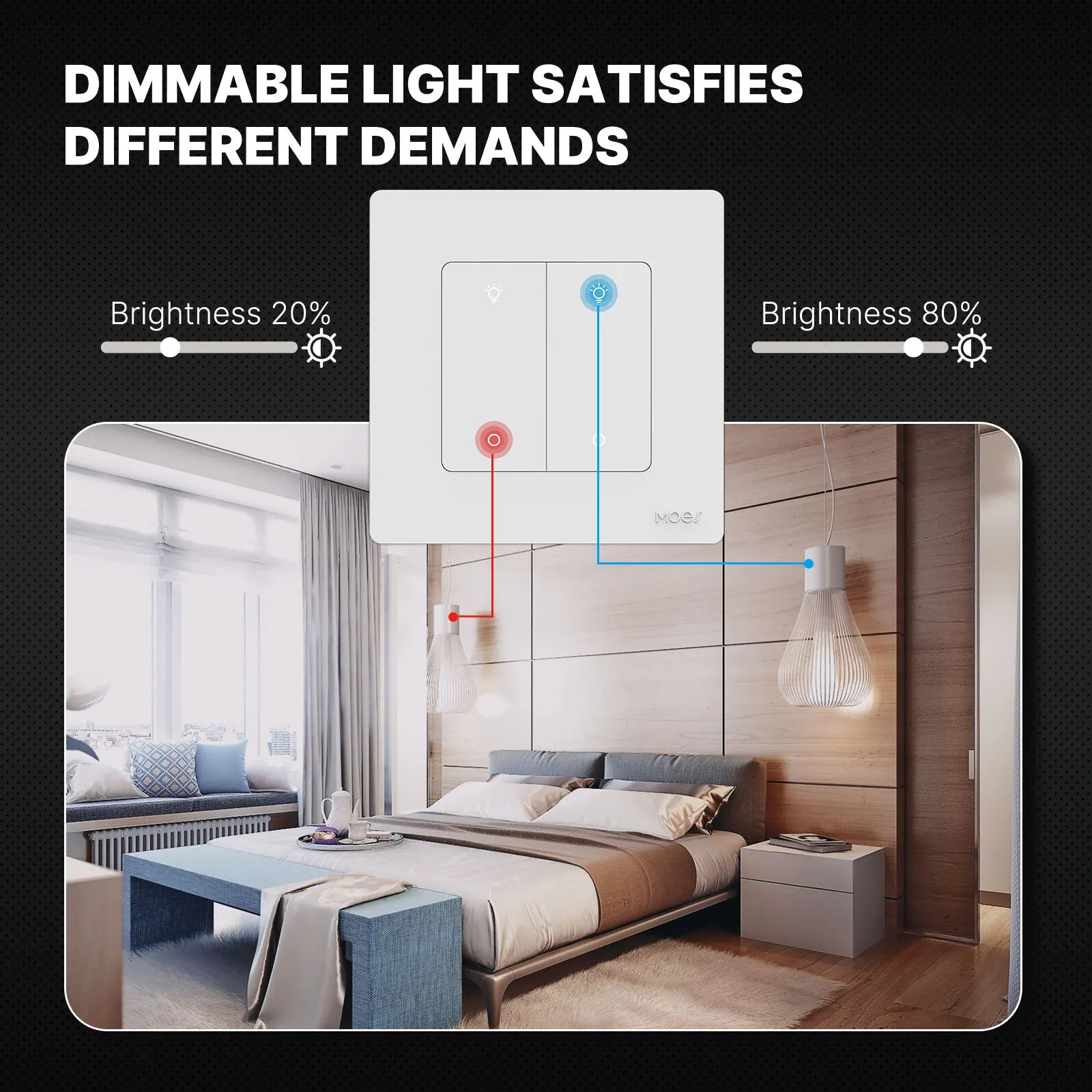 MOES Star Ring Series ZigBee Smart Dimmer Switch for Light Dimming Smart Life APP Work with Alexa Google Home Dimmable 1-3Gang - You Offer