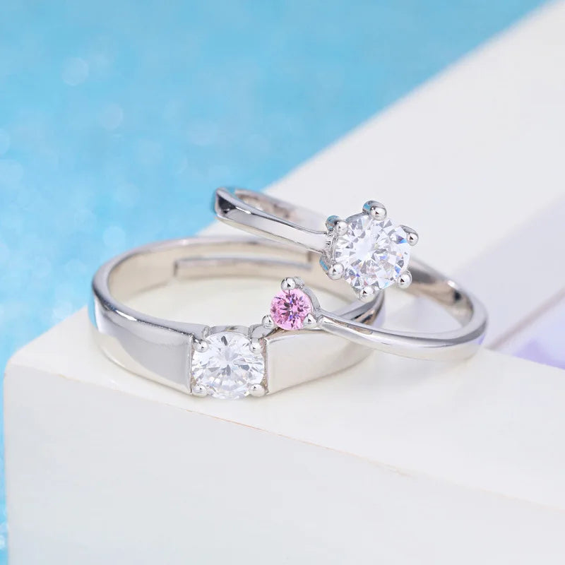 2Pcs 925 Sterling Silver Couples Ring Sets Light Polishing Simple Ring for Woman Man Classic Wedding Fine Jewelry Circle - You Offer