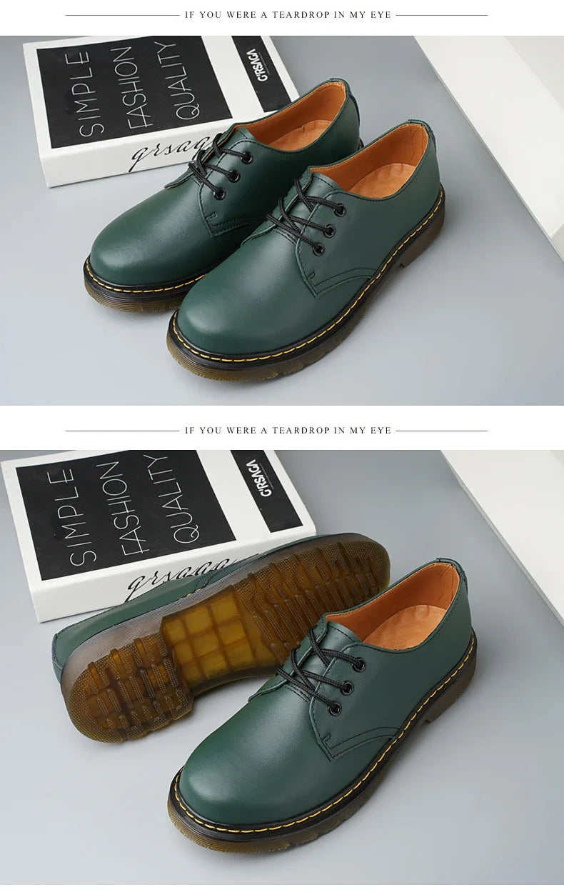 British Style Luxury Shoes Brand Thick Bottom Genuine Leather Oxford Shoes Lace Up Beef Tendon Outsole Work Shoes Casual