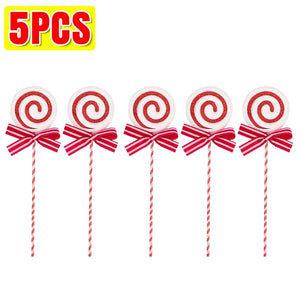 20/1x Christmas Candy Cane Ornaments Plastic Glitter Xmas Tree Hanging Pendants Twisted Crutch Candy Canes New Year Party Favors