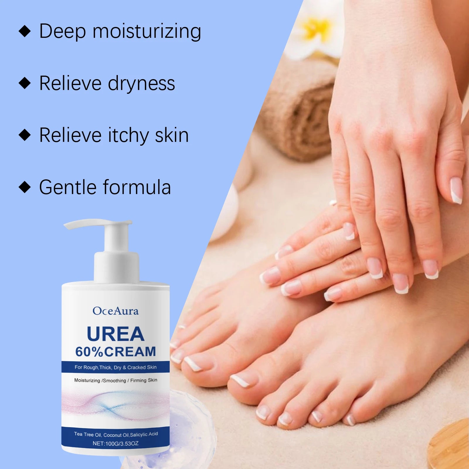 60% Urea Foot Cream Heel Repair Moisturizing Soft Relieve Drying Cracked Remove Calluses Dead Skin Removal Hand Foot Skin Care
