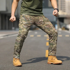 Men Outdoor Fashion Trendy Multi Pack Handsome Tactical Pants Comfortable Camouflage Four Seasons Training Waterproof Work Pants