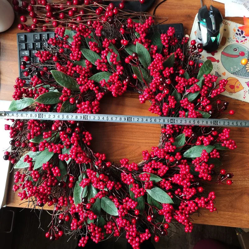 SRETNO Christmas Wreath Artificial Plants Red Fruit Flower Wreath Home Decorations Ornaments Christmas Supplies 2025 New Garland
