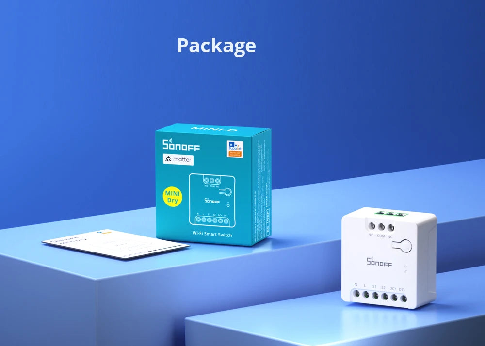 SONOFF MINI-D WiFi Smart Switch Matter Dry Contact Device Supports AC/DC Power Works with eWeLink Apple Home Alexa Google Home