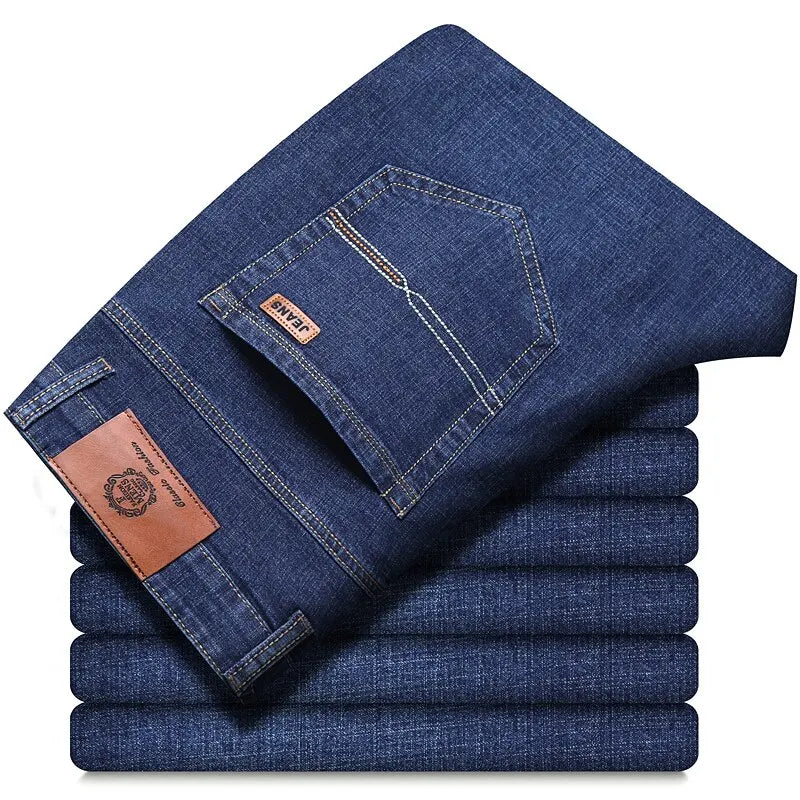 Men Fashion Straight Jeans Mens 2025 New Stretch Slim Fit Pants Comfortable Soft Business Denim Trousers Male Brand Clothing - You Offer