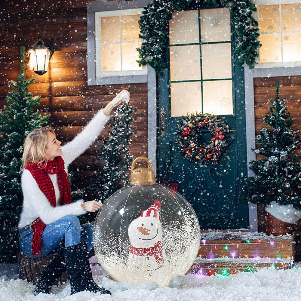 60cm Giant Inflatable Christmas Balls Light Up PVC Big Balls Xmas Tree Decorations Outdoor Holiday Yard Lawn Christmas Balloon