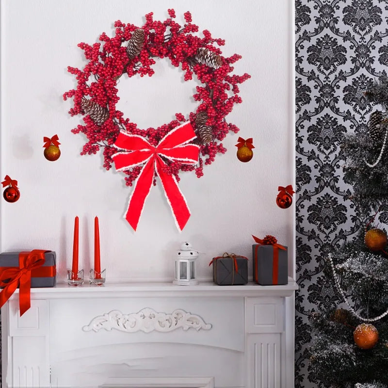 SRETNO Christmas Wreath Artificial Plants Red Fruit Flower Wreath Home Decorations Ornaments Christmas Supplies 2025 New Garland
