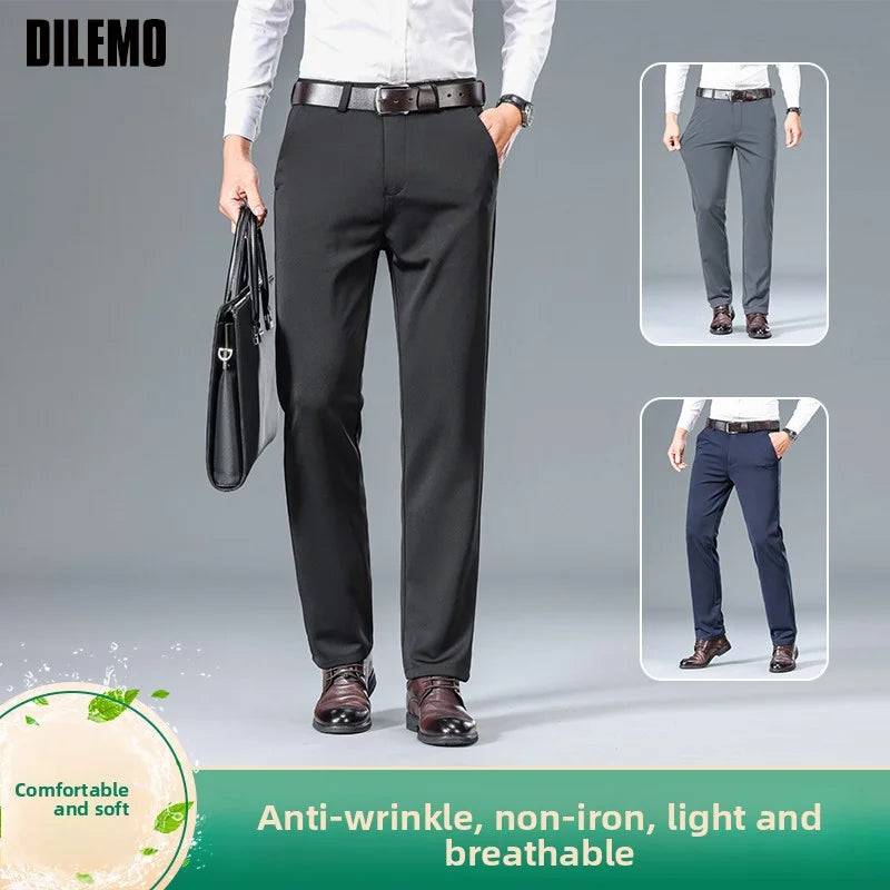 Top Quality New Brand Casual Fashion Long Pants Business Hight Stretch Straight Comfortable Korean Trousers Men Clothing