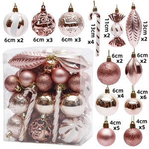 29/40/50pcs Silver Red Special-shaped Christmas Ball Ornaments Christmas Tree Party Decoration Christmas Spheres Pendant New