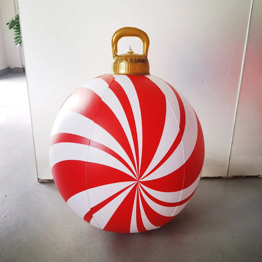 60cm Giant Inflatable Christmas Ball with Lights Remote Control Giant Luminous Inflatable Christmas Ball Outdoor Christmas Decor