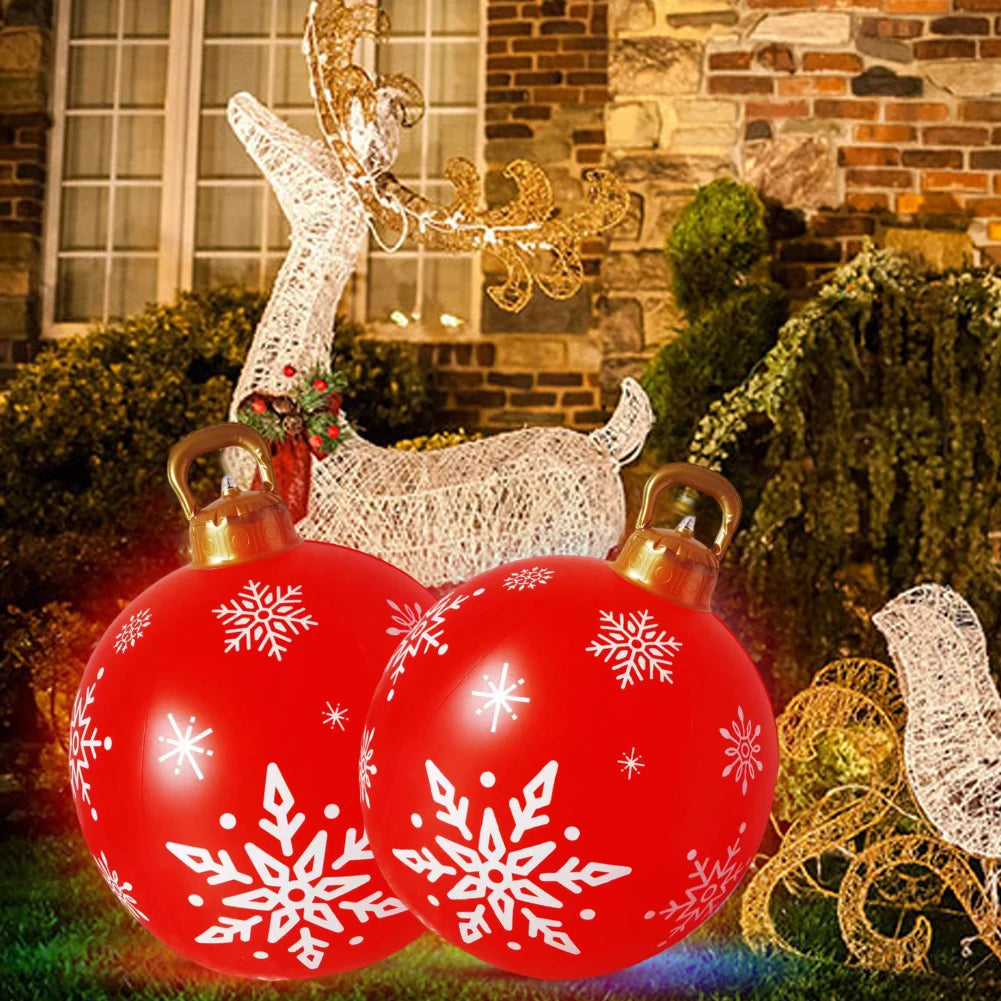 60cm Outdoor Christmas Inflatable Decorated Ball PVC Giant Big Large Balls Party Xmas Tree Decorations Toy Ball Without Light