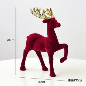 New Christmas elk glitter burgundy flocked deer ornament, Christmas tree pendant, Christmas home decoration handicraft