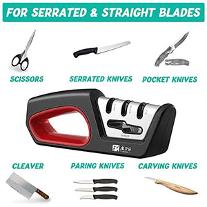 Four in one kitchen sharpener restores serrated blade knives and scissors, diamond tungsten steel ceramics - You Offer