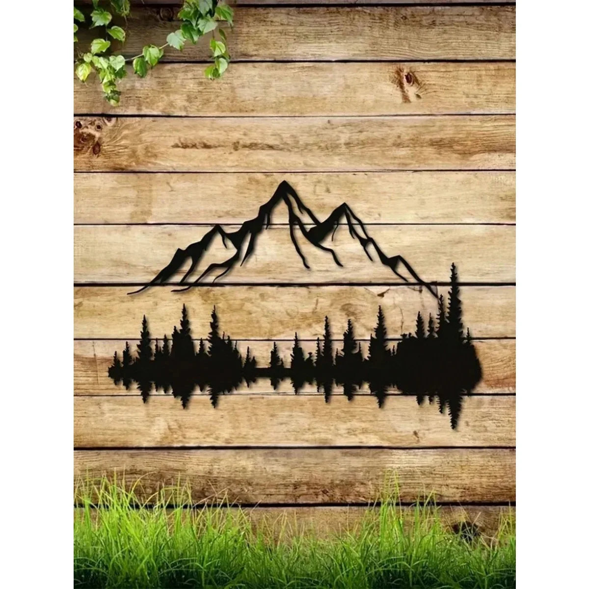 Mountain & Forest Metal Wall Art (Large Wall Sculpture) | 16''X7.1'' Rustic Indoor/Outdoor Decor | Halloween & Christmas Gift