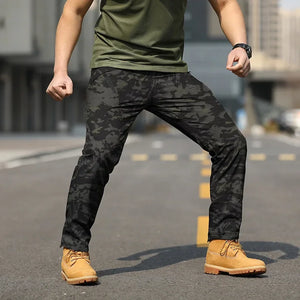 Men Outdoor Fashion Trendy Multi Pack Handsome Tactical Pants Comfortable Camouflage Four Seasons Training Waterproof Work Pants