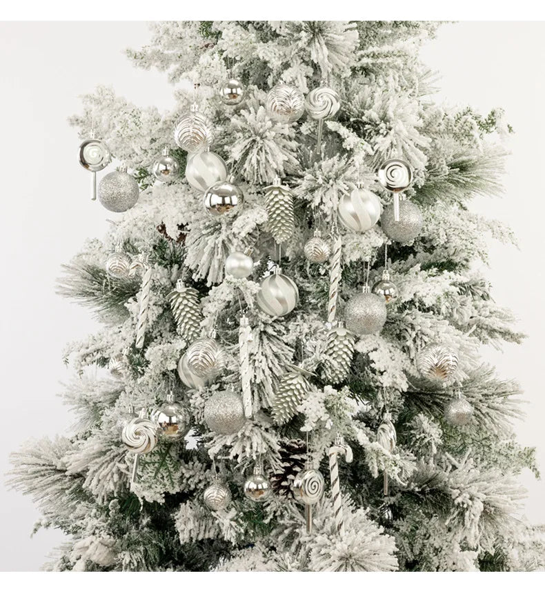 29/40/50pcs Silver Red Special-shaped Christmas Ball Ornaments Christmas Tree Party Decoration Christmas Spheres Pendant New