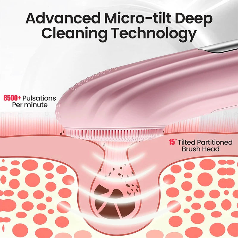 Sonic IPX7 Waterproof Facial Cleansing Brush Device Face Skin Care Scrubber Exfoliator Cleaner Vibration Massager Deep Cleansing