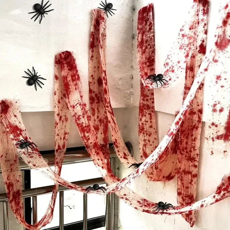 Halloween Bloody Gauze Roll Bloody Bandage  Wrap Fake Blood Creepy Costume Gauze Mummy Zombie Costume Accessories Party Decor