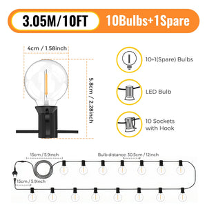 30M/15M/9M LED G40 Globe String Lights Outdoor, Plastic IP65 Waterproof Bulbs For Christmas Party Garden Decorative Garland Lamp