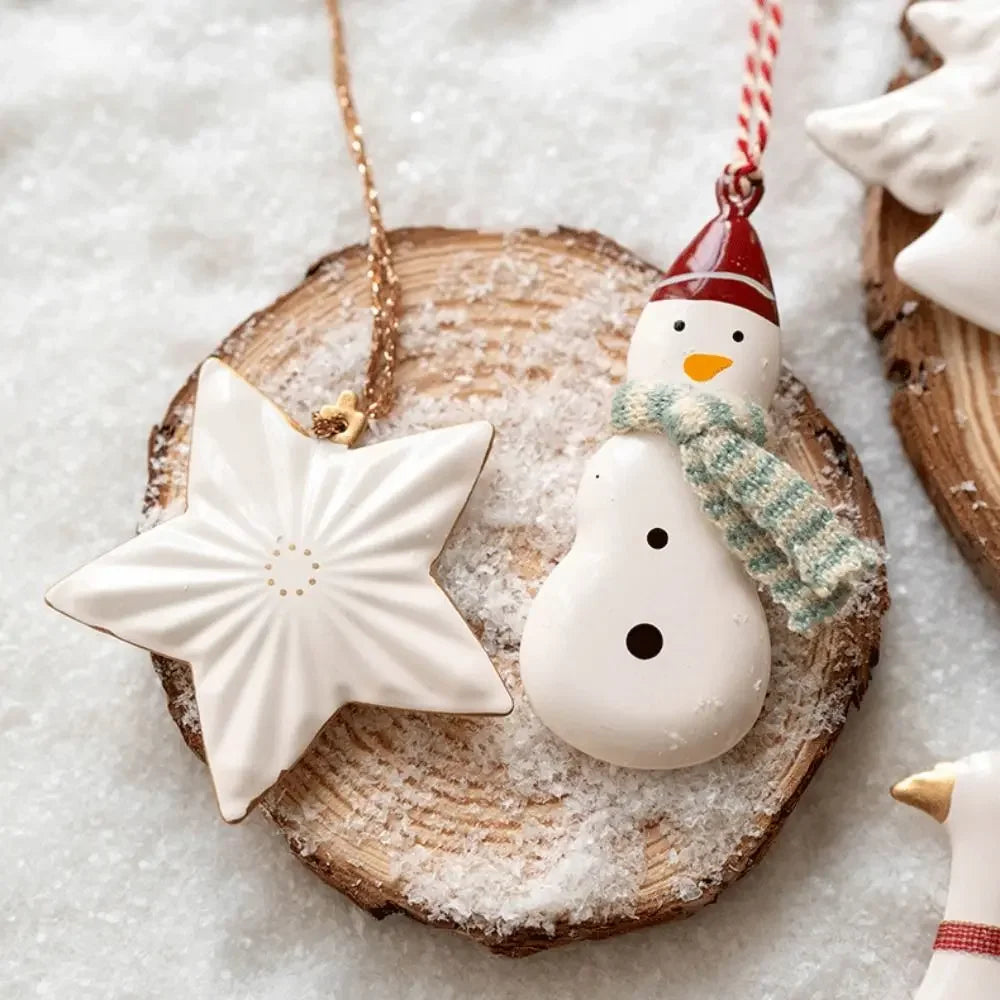 Nordic Christmas Hanging Decoration Cartoon Soldiers Angel DIY Drop Ornaments Double-sides Iron Art Xmas Tree Ornament