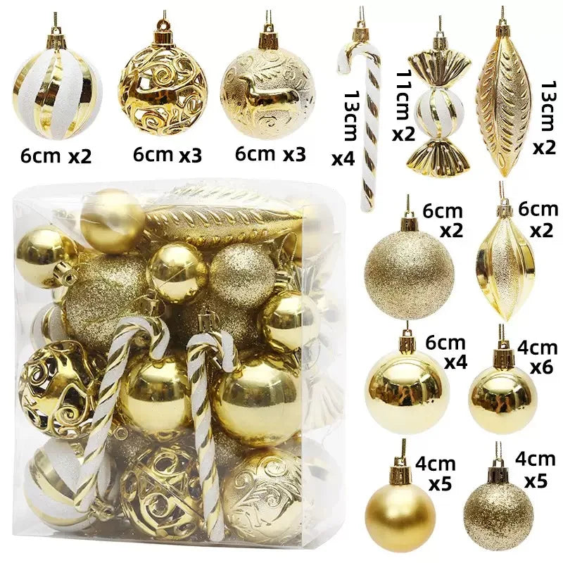 29/40/50pcs Silver Red Special-shaped Christmas Ball Ornaments Christmas Tree Party Decoration Christmas Spheres Pendant New