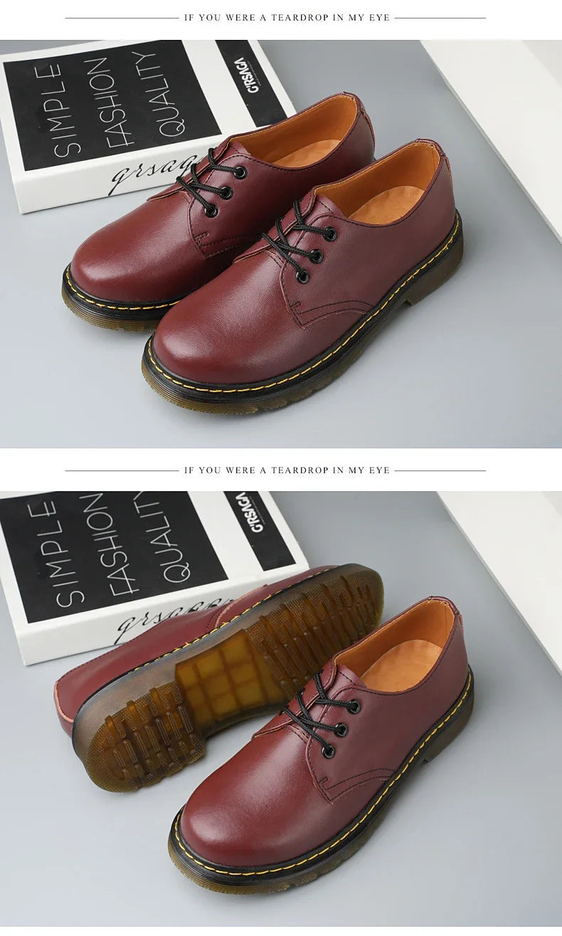 British Style Luxury Shoes Brand Thick Bottom Genuine Leather Oxford Shoes Lace Up Beef Tendon Outsole Work Shoes Casual