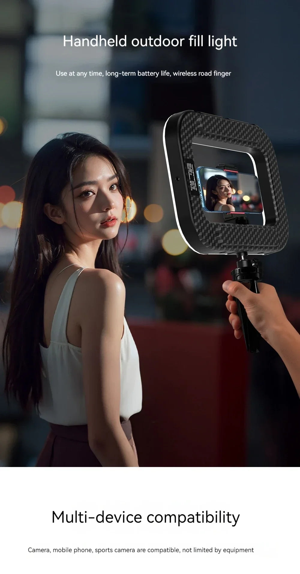 New Handheld Ring LED Rechargeable Fill light Portable Mobile Phone Live Broadcast Photography Desktop Selfie Light